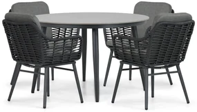 Tuinset Ronde Tuintafel 4 personen 120 cm Aluminium/wicker Grijs Coco Antoni/Vienna