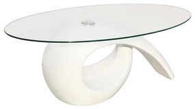 vidaXL Salontafel met ovaal glazen tafelblad hoogglans wit
