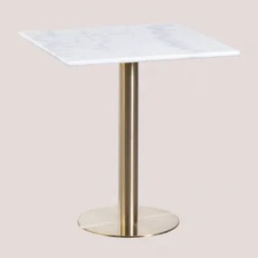 Cosmopolitan Vierkante Marmeren Bartafel Wit Marmer Guangxi & ↔︎ 60 Cm & Champagne Goud - Sklum