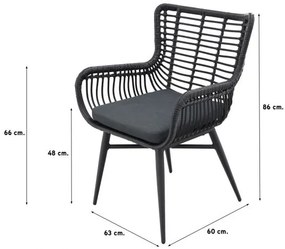 Jasmine Black/Ambassador 130 cm. rond tuinset - 5 delig