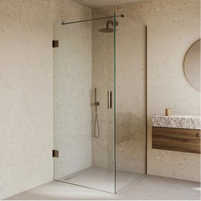 Saniclear Modern Antique douchecabine 120x80 met 80cm deur verouderd messing