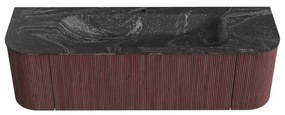 Mondiaz Kurve-dlux 150cm badmeubel ronding links/rechts ruby met 1 lade en 2 deuren en wastafel big medium midden 1 kraangat lava