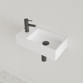 Sanigoods Nano fontein links wit glans met kraangat 36x18cm