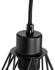 Landelijke wandlamp zwart met hout - Chon