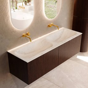 Mondiaz Kurve-dlux 140cm badmeubel ruby met 2 lades en wastafel stor small dubbel zonder kraangat opalo