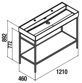Muebles Davinci staand badkamermeubel 120cm inclusief wastafel 2 kraangaten, mat zwart frame