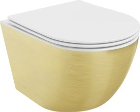 Mexen Lena wc-pot Rimless met soft-close slim zitting, duroplast, wit/goud lijnen patroon - 30224007