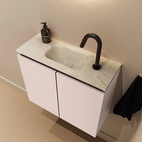 Mondiaz Ture DLux toiletmeubel 60cm rosee met wastafel ostra midden met kraangat