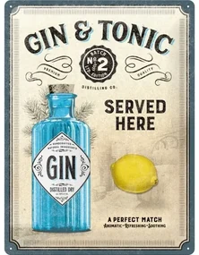Metalen bord Gin & Tonic - Served Here