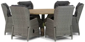 Tuinset Ronde Tuintafel 6 personen 160 cm Wicker Grijs  Garden Collections Edingburgh/Sand
