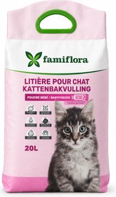 Famiflora kattenbakvulling babypoeder 20L – Super klonterend - Stofarm - Propere pootjes
