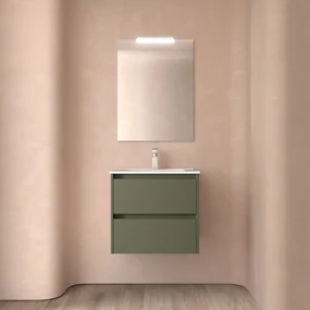 Muebles Project badmeubel 70cm met 2 lades en wastafel legergroen