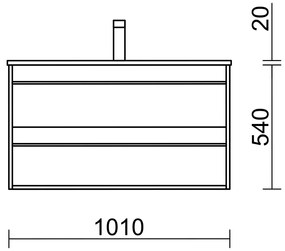 Muebles Resh badmeubel 100cm met 2 lades en wastafel wit mat