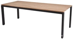 4 Seasons Outdoor Goa tafel aluminium met teak tafelblad 220 cm Tuintafel houtkleur weerbestendig