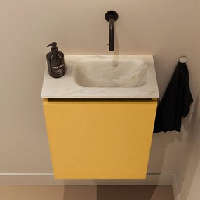 Mondiaz Ture DLux toiletmeubel 40cm ocher met wastafel ostra rechts zonder kraangat