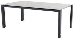 4 Seasons Outdoor Goa tafel antraciet met keramisch terrazzo tafelblad 220 x 95 cm  Tuintafel    antraciet weerbestendig