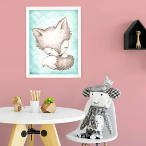 INSPIO Muurschilderingen voor kinderen - Turquoise vos