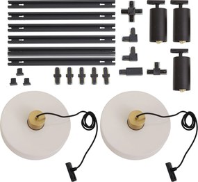 Modern railsysteem zwart met 2 hanglampen wit en 3 spots 1-fase - Iconic Jeana Luxe Jina