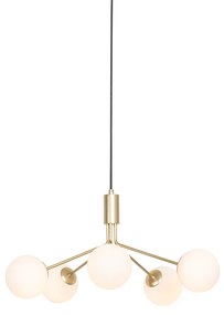 Art Deco hanglamp goud met opaal glas 5-lichts - Coby Art Deco G9 rond Binnenverlichting Lamp