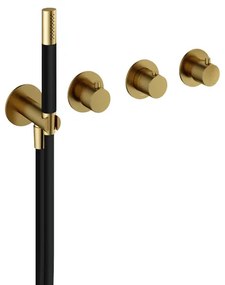 Hotbath Cobber afbouwdeel inbouw badendouche thermostaat met 2 stopkranen zonder uitloop geborsteld messing (goud) PVD CB7071EXTBBP