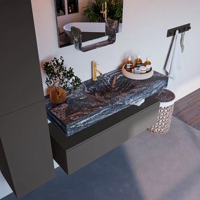 Mondiaz Alan DLux badmeubel 120cm dark grey 1 lade met wastafel lava midden 1 kraangat