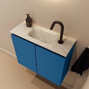 Mondiaz Ture DLux toiletmeubel 60cm jeans met wastafel ostra midden met kraangat