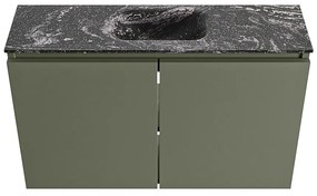 Mondiaz Ture DLux toiletmeubel 80cm army met wastafel lava midden met kraangat