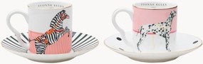 Espressokopjes & schoteltjes Zebra van Fine Bone China, 4-delig