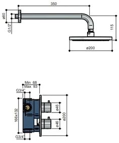 Hotbath Get Together IBS1A inbouw regendouche met 20cm hoofddouche en glijstang chroom