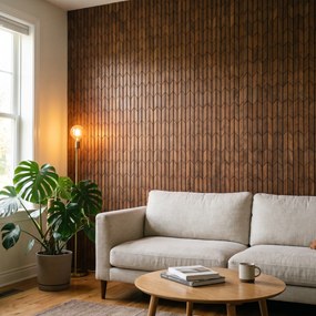 Decoratief Houten Wandpaneel | Crimson   Smoked Brown | 60×60 cm | Amerikaans Notenhout
