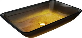 Mexen Megan glazen opbouw wastafel 56 x 36 cm, donker goud - 24135651