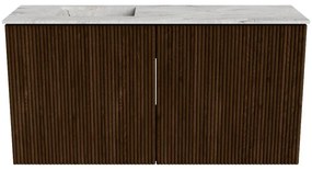 Mondiaz Joya DLux 80cm toiletmeubel walnut met wastafel faye links 1 kraangat glace