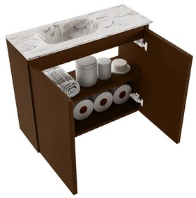 Mondiaz Ture DLux toiletmeubel 60cm rust met wastafel glace links met kraangat