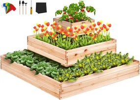 VEVOR verhoogd bed 113 x 113 x 51 cm plantenbak van sparrenhout groentebed bloembak kruidenbed tuinbed plantenbak Ideaal voor het kweken van groenten, fruit, kruiden, vetplanten, enz.