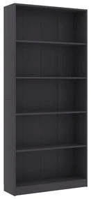 vidaXL Boekenkast met 5 schappen 80x24x175 cm bewerkt hout grijs