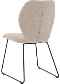 Goossens Eetkamerstoel Hera beige stof leuning, modern design