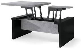 SPACE beton / zwart, opklapbare salontafel, in hoogte verstelbaar