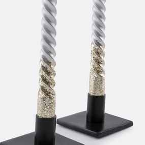 Set van 2 gedraaide kaarsen met glitters, Caspar