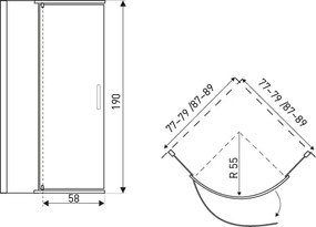 Kerra Splash douchecabine 79x79cm kwartrond inclusief douchebak zwart mat