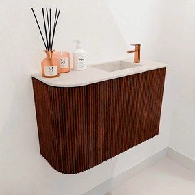 Mondiaz Joya DLux 60cm toiletmeubel ronding links ruby met wastafel faye rechts 1 kraangat meli