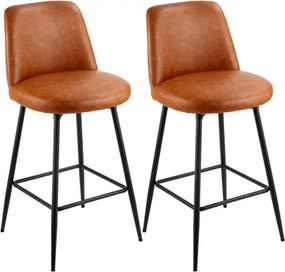 VEVOR Barkruk Barkruk 2 stuks (98 cm hoog) Keukenstoel met rugleuning en metalen frame, Bistrostoel (draagvermogen 136,1 kg) Keuken Eetkamer Keukeneiland Bar, Barkruk Keukenkruk Bruin