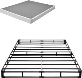 VEVOR Boxspring Queensize Bedframe met wasbare stoffen hoes, metalen frame voor queensize bedden, max. draagvermogen van 1587 kg, 2010 x 1925 x 230 mm (zonder matras)
