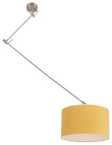 Eettafel / Eetkamer Hanglamp staal met kap 35 cm geel verstelbaar - Blitz Modern E27 rond Binnenverlichting Lamp