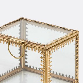 Vierkant vitrinekistje in glas en messing Stelia