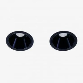 Pack Van 2 Inbouw Led-downlights Met Ronde Frames Ø7 Cm Voor Buitengebruik In Aluminium Luisiana Zwart & Warm Wit 3000k & 8 W & 23º - Sklum