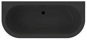 Xenz Charley XS hoekbad - 165x76cm - waste zwart mat - met overloop - Middenopstelling - Acryl Ebony 7020-29-29