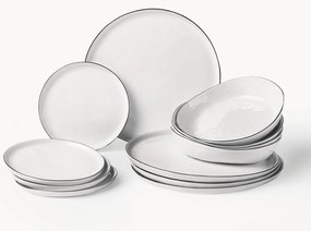 Handgemaakte serviesset Salt van porselein, 4 personen (12-delig)