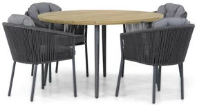 Tuinset Ronde Tuintafel 4 personen 130 cm Rope Grijs Santika Furniture Santika