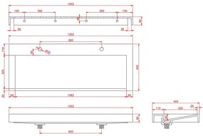 Fontana Elena badkamermeubel 120cm kasteel bruin met solid surface wastafel 2 kraangaten