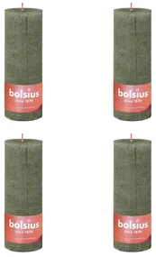 Bolsius Stompkaarsen Shine 4 st rustiek 190x68 mm fris olijfkleurig